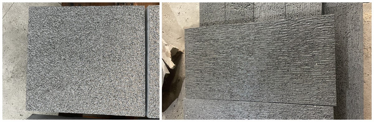 Black basalt in Bush hammered Line-chiseled Black basalt in Bush hammered Line-chiseled