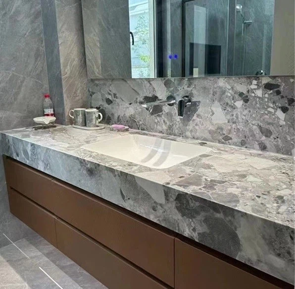 panda grey marble Vanity tops with back splash panda grey marble Vanity tops with back splash